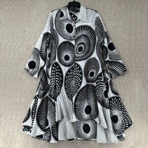 Step In Style Chambray Hi Lo Handkerchief Bubble Midi Dress 2X Cotton Pockets